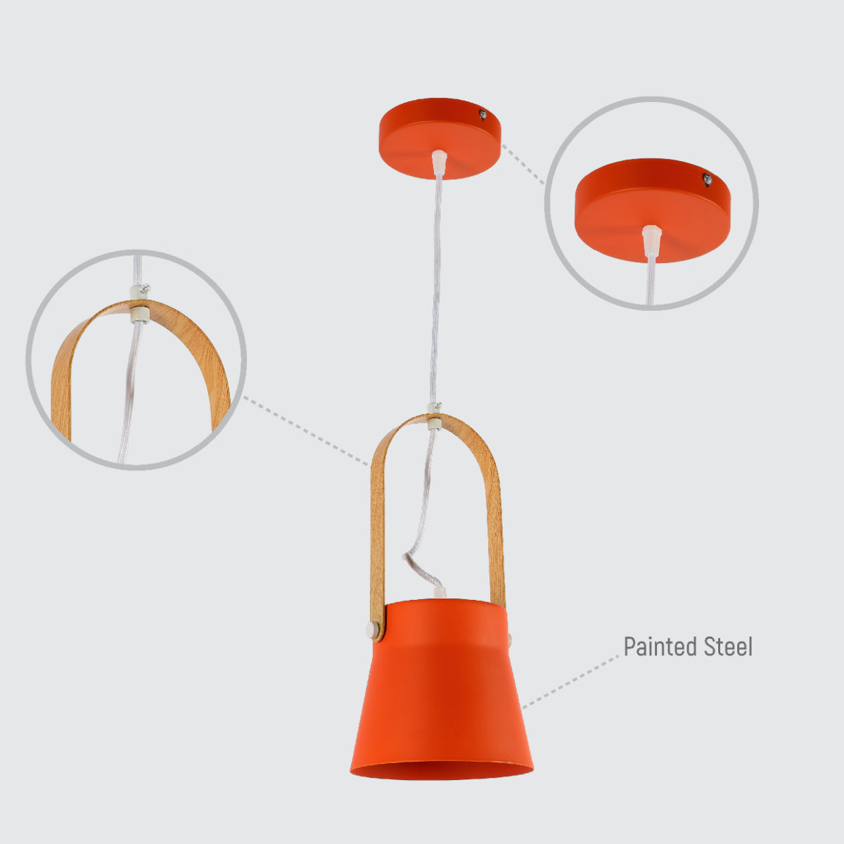 Lámpara colgante en forma de cono, ideal para cocinas modernas con estilo escandinavo, combinando funcionalidad y diseño elegante.