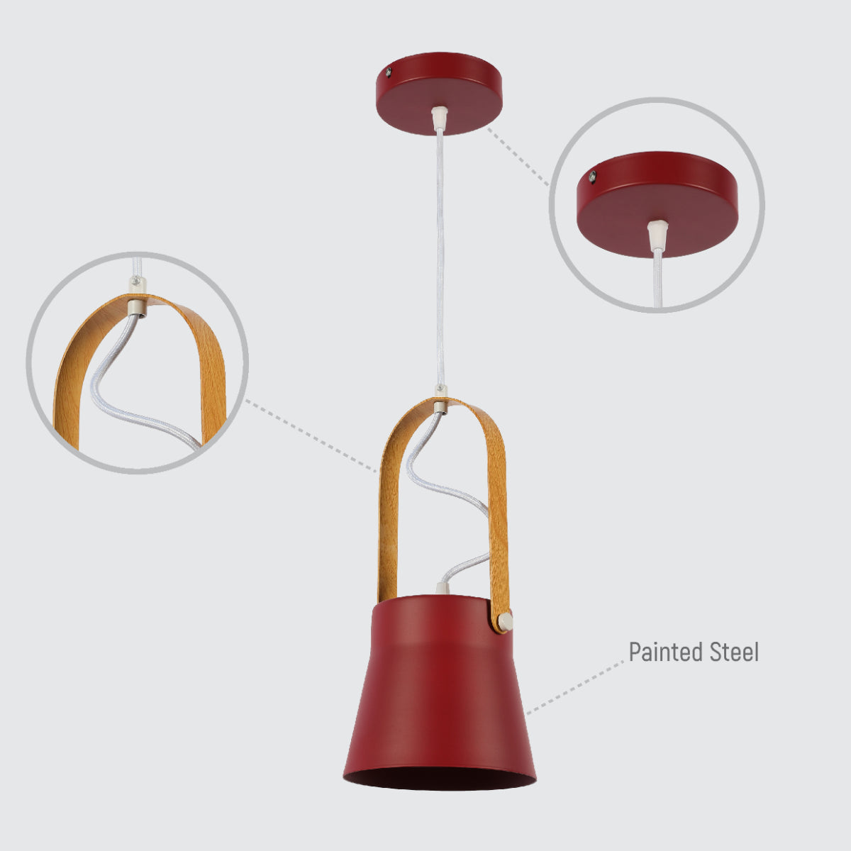 Lámpara colgante nórdica en forma de cono, ideal para comedores con decoración contemporánea, destacando su estilo minimalista y funcional.