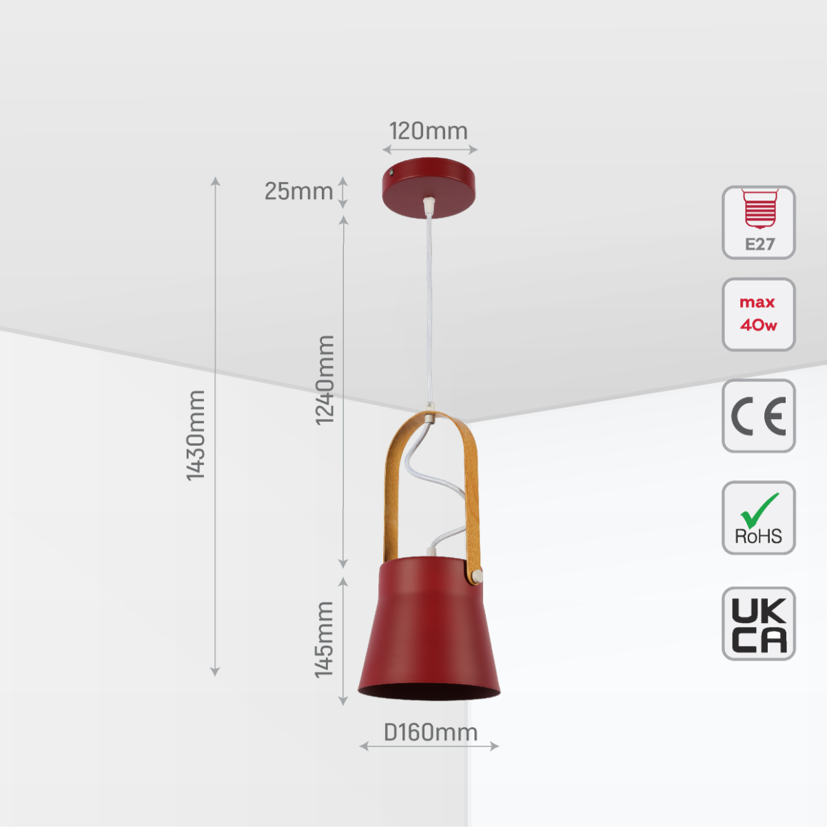 Imagen principal de una lámpara de pantalla cónica nórdica, perfecta para comedores con estilo escandinavo moderno.