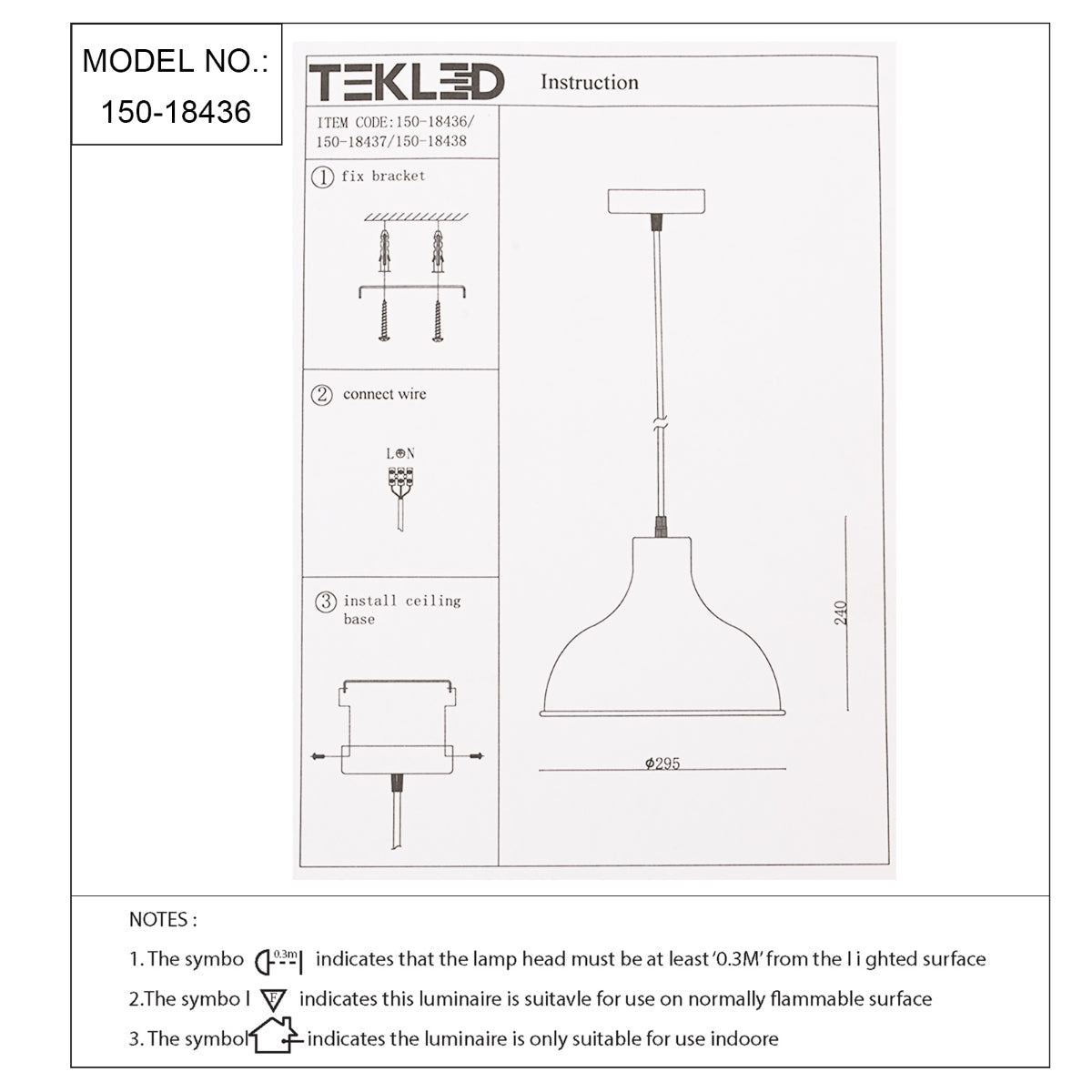 Dibujo técnico de la lámpara colgante de cúpula de cebolla, mostrando dimensiones e instrucciones de instalación para decoración moderna.