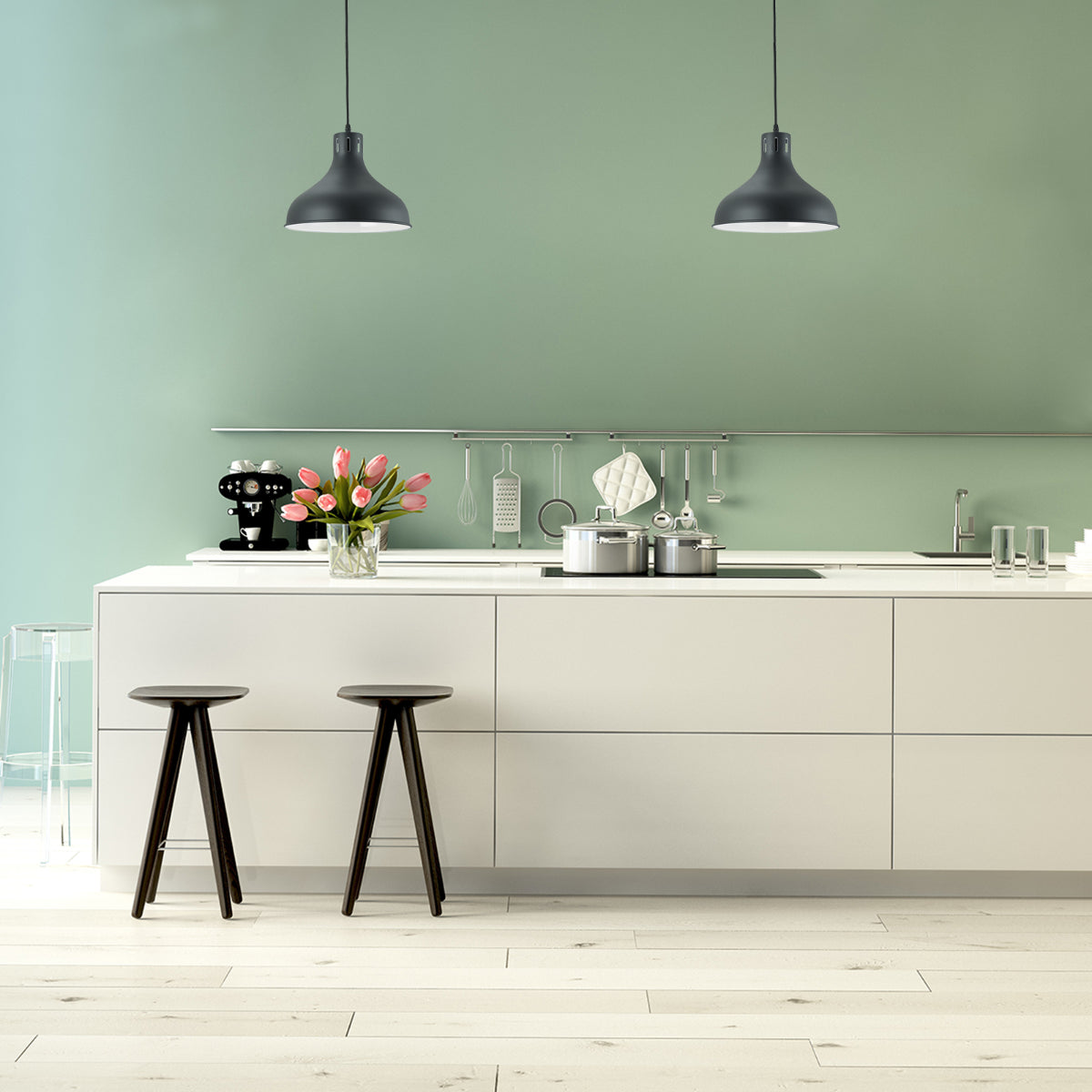 Lámpara colgante de diseño domo, perfecta para comedores con decoración rústica, creando una atmósfera acogedora y elegante.