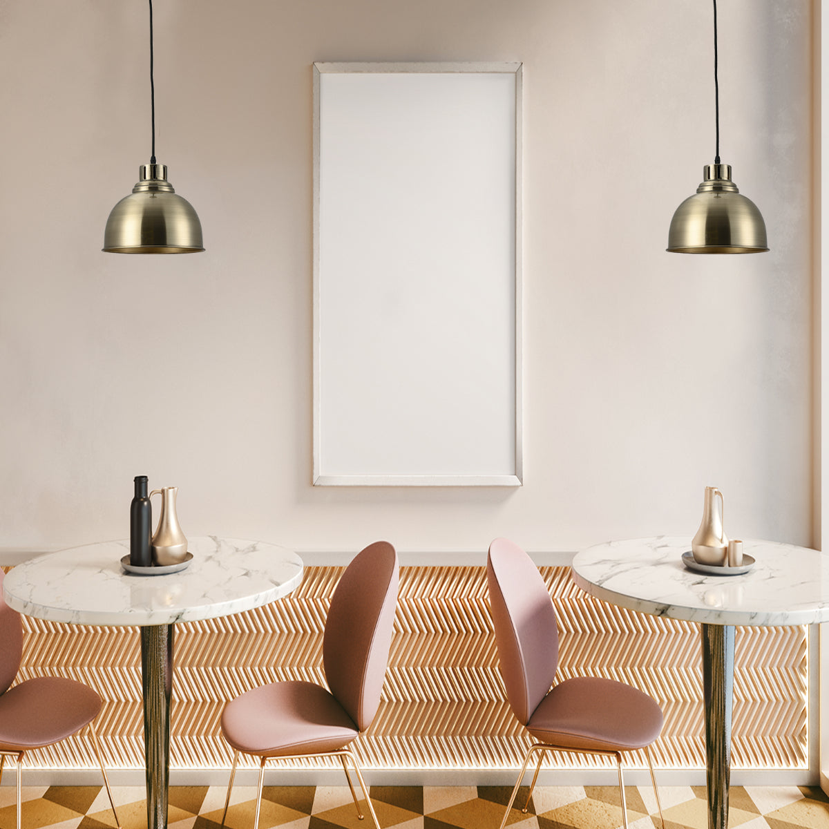 Lámpara colgante de cúpula clásica, ideal para comedores con estilo elegante y atemporal. Perfecta para iluminación sofisticada.