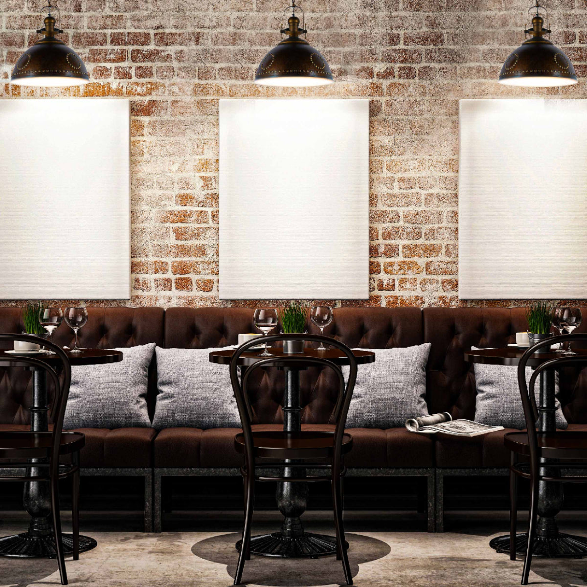 Lámpara colgante de estilo industrial con cúpula vintage y detalles de remaches, ideal para comedores rústicos y espacios modernos.