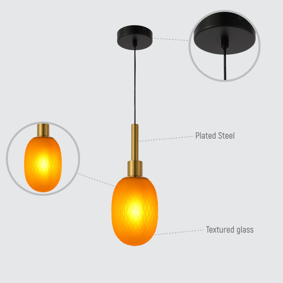 Luz colgante elipsoidal opalescente con detalles dorados, perfecta para comedores de estilo contemporáneo y elegante.