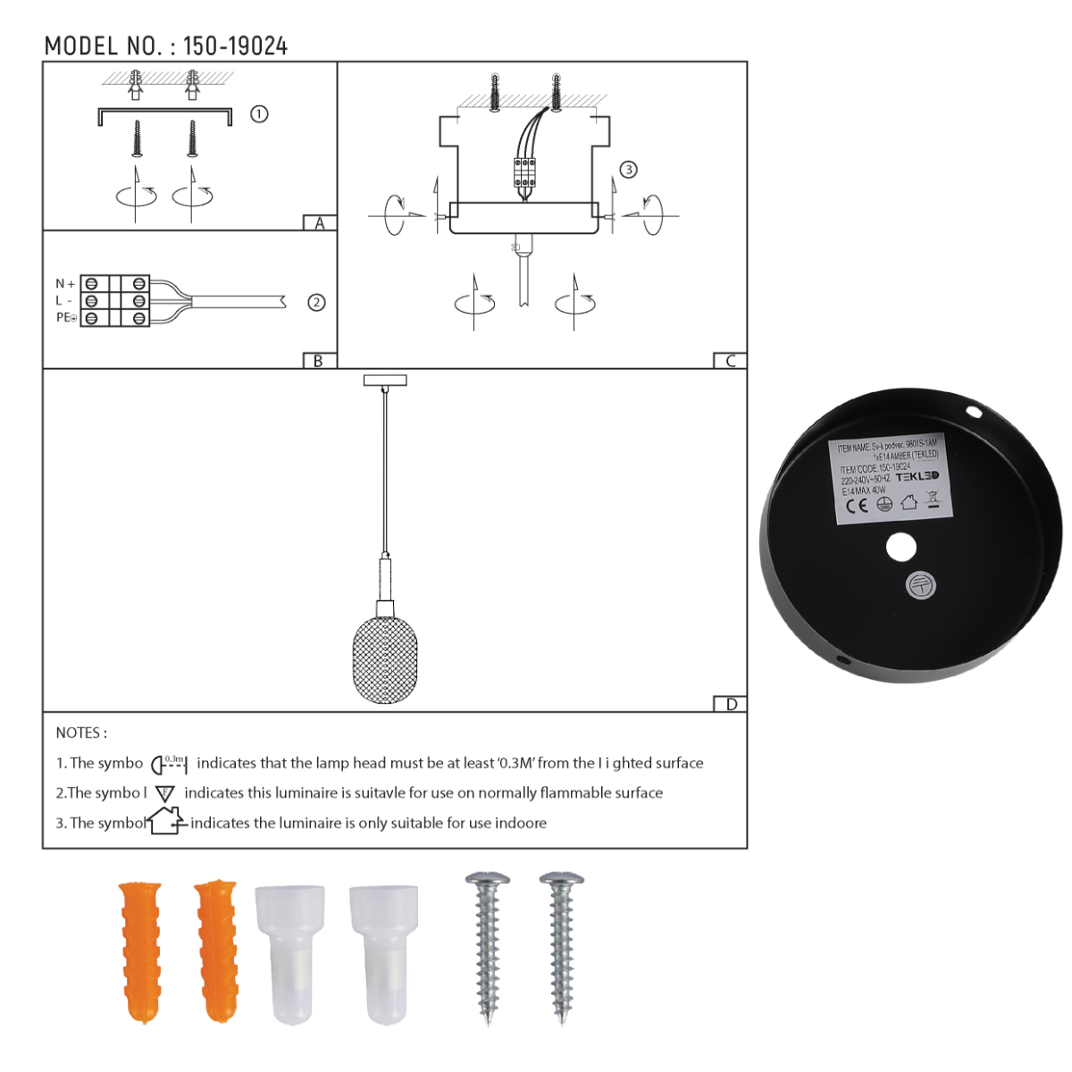 Dibujo técnico de la lámpara colgante elipsoidal opalescente con detalles dorados, ideal para decoraciones modernas.