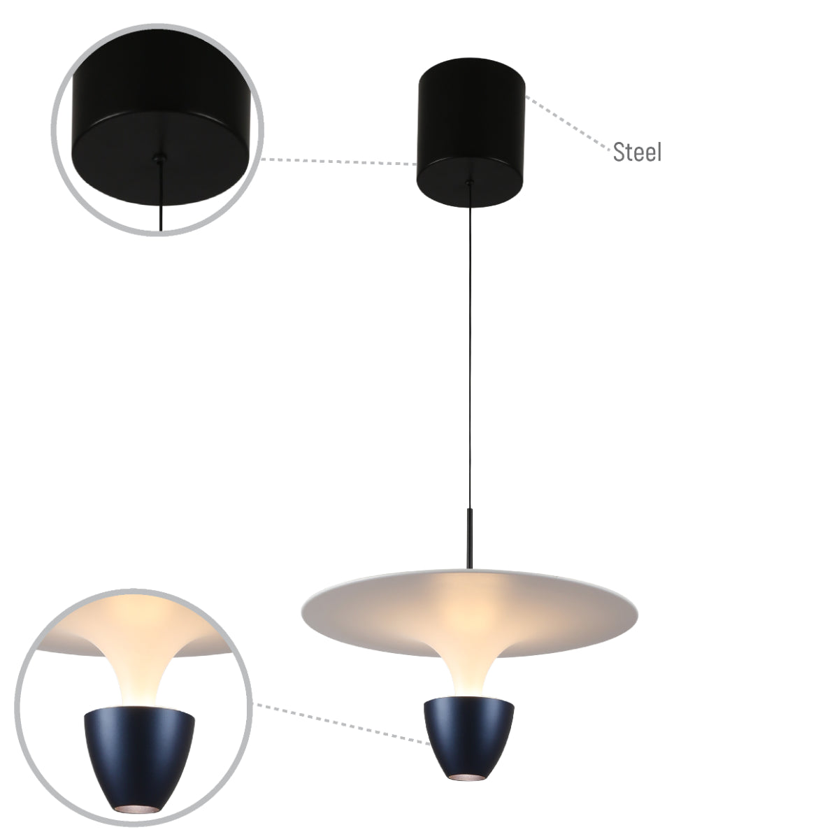 Lámpara colgante de diseño moderno en forma de fuente, ideal para comedores elegantes con decoración contemporánea.