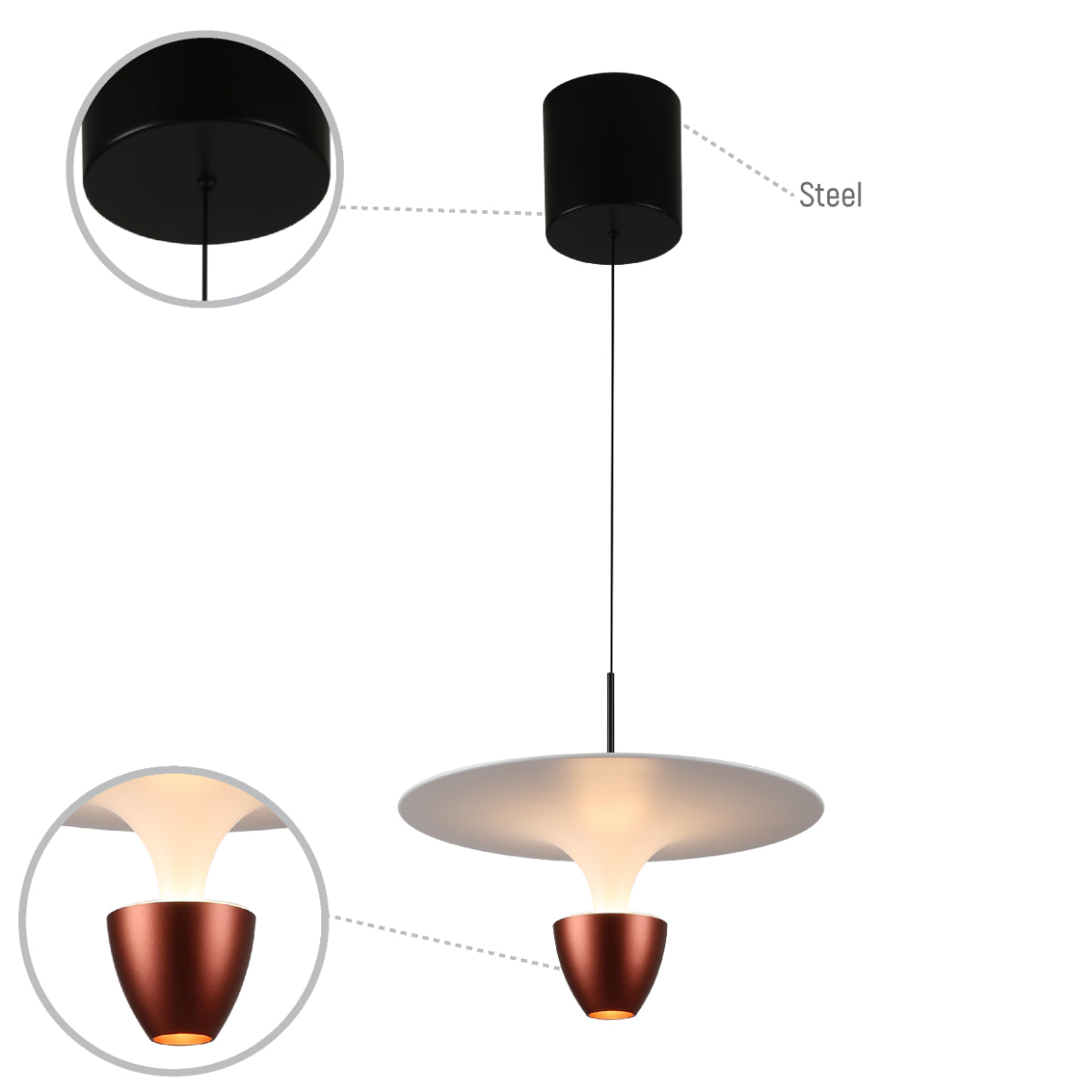Luz colgante estilo moderno en forma de fuente, ideal para salas de estar con decoración contemporánea.