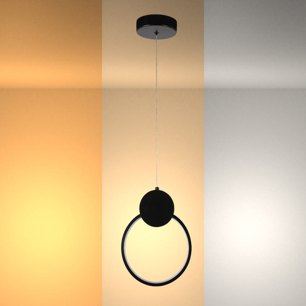 Luz de anillo LED colgante moderna y nórdica, ideal para la mesita de noche en decoraciones contemporáneas y minimalistas.