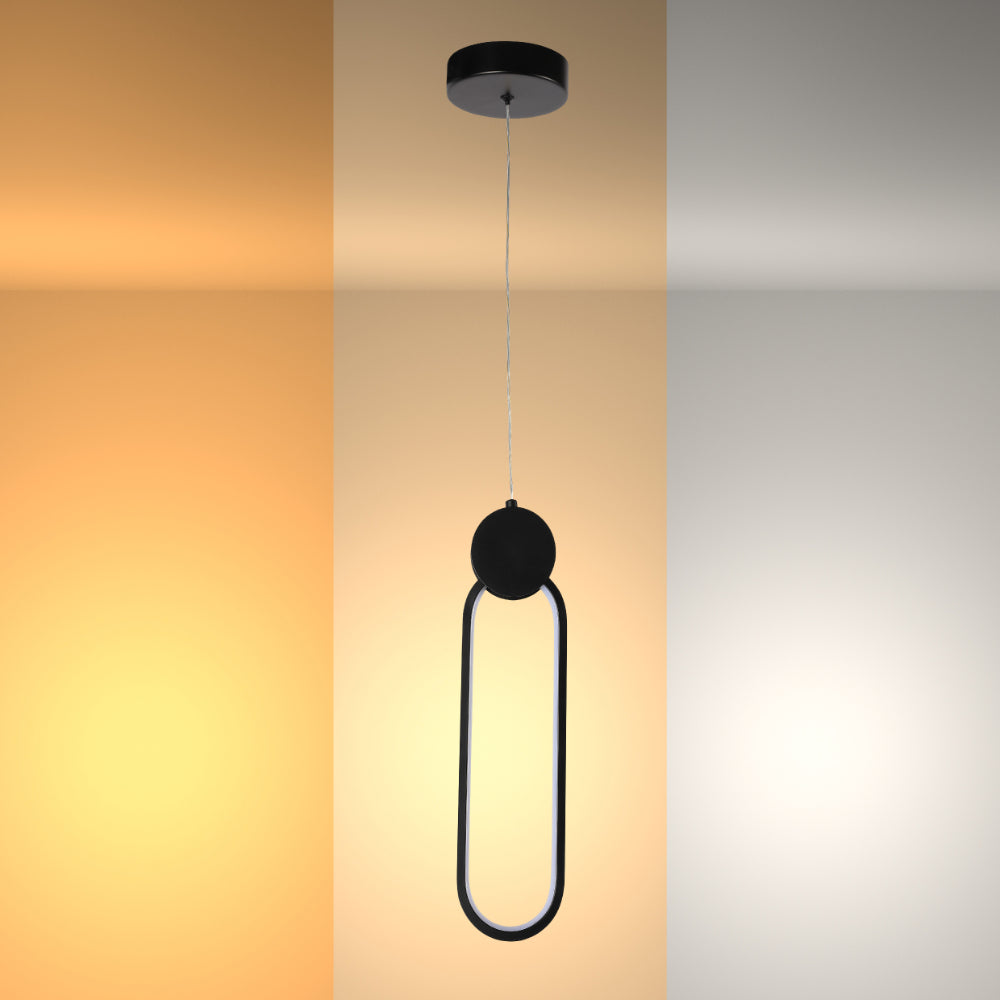 Lámpara colgante LED moderna de anillo negro, perfecta para dormitorios con decoración nórdica y funcionalidad versátil.