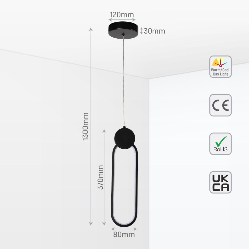 Luz de pendiente LED moderna en círculo negro, ideal para dormitorios con estilo escandinavo y decoración minimalista.