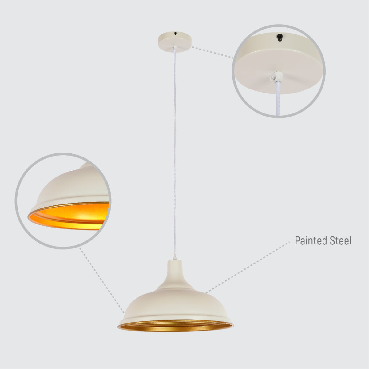 Lámpara colgante moderna de 38 cm con pantalla metálica, ideal para comedores de estilo contemporáneo.