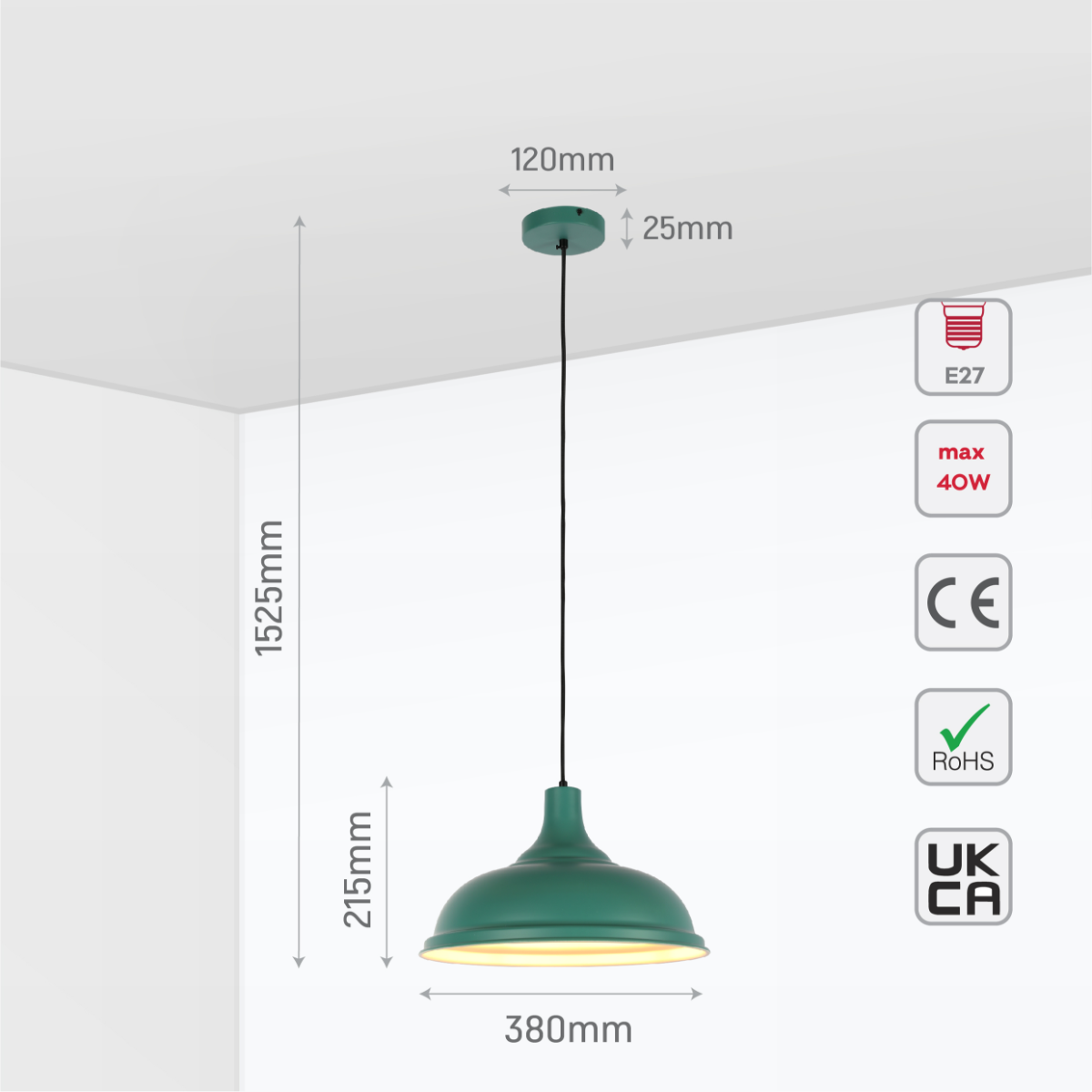 Imagen de una elegante lámpara colgante moderna de metal, ideal para comedores con decoración contemporánea, disponible en varios tonos.