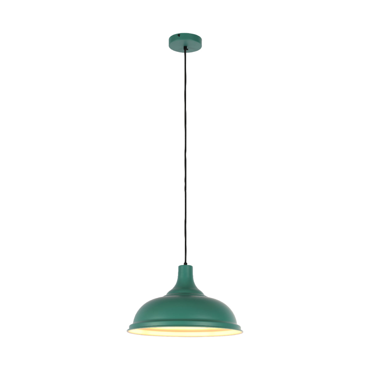 Lámpara colgante moderna de metal con sombra en tonos variados, perfecta para iluminar comedores de estilo contemporáneo.