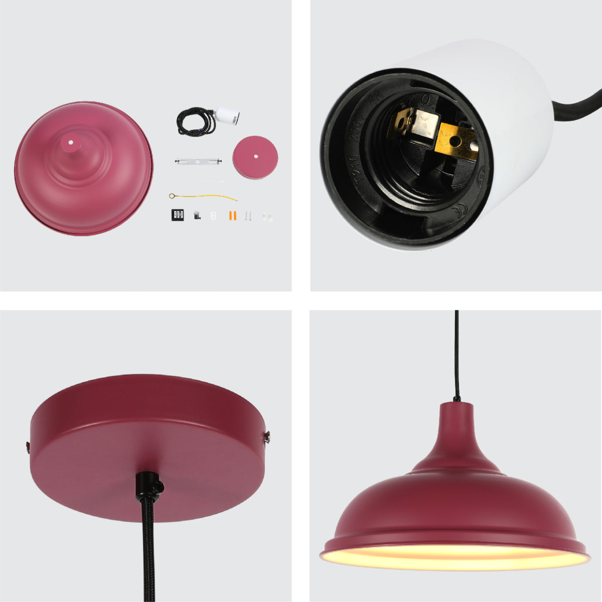 Primer plano de la lámpara colgante moderna de 38 cm, fabricada en metal, ideal para comedores con estilo contemporáneo.