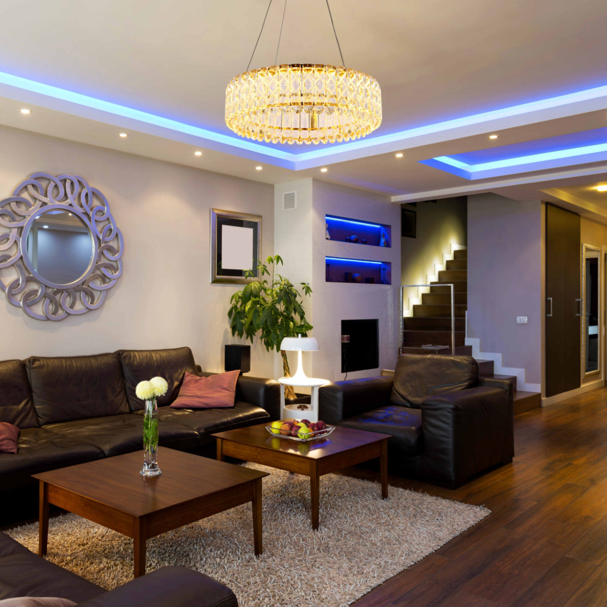 Luz de cascada con cristales brillantes, ideal para comedores elegantes, combina con decoración moderna y contemporánea.