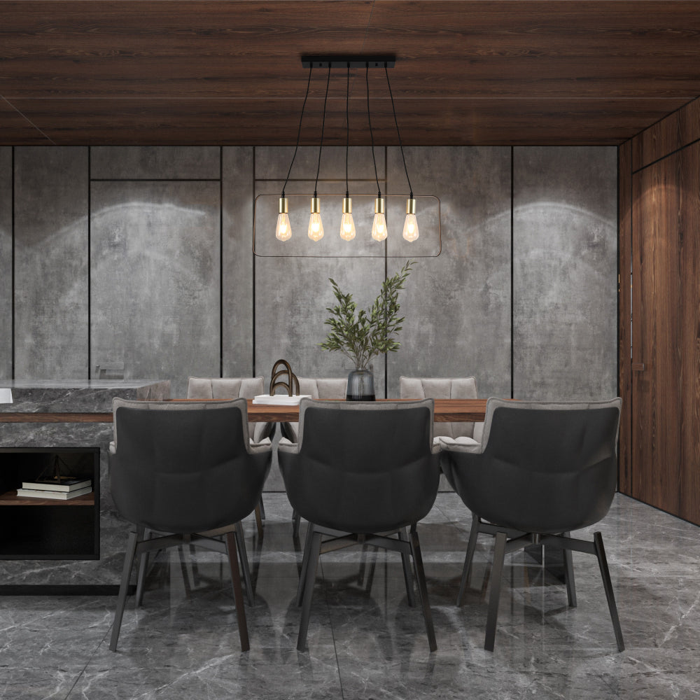 Imagen principal de una elegante lámpara de isla de diseño minimalista, ideal para cocinas modernas con decoraciones sofisticadas.