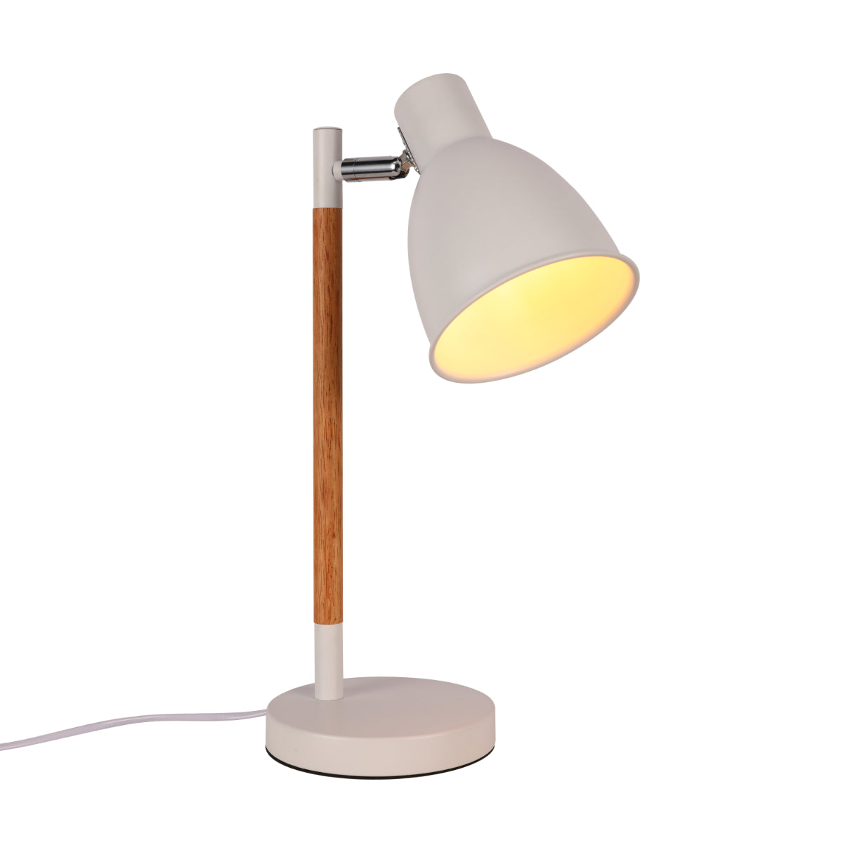 Lámpara de escritorio nórdica con base de madera, ideal para oficinas con decoraciones modernas y minimalistas.