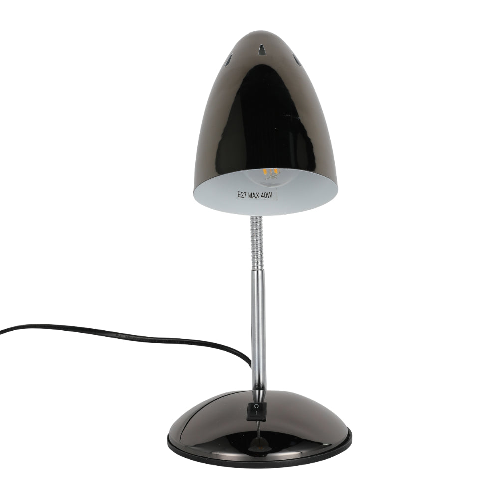 lámpara de escritorio de metal con cuello flexible, perfecta para oficinas con estilo industrial y contemporáneo.