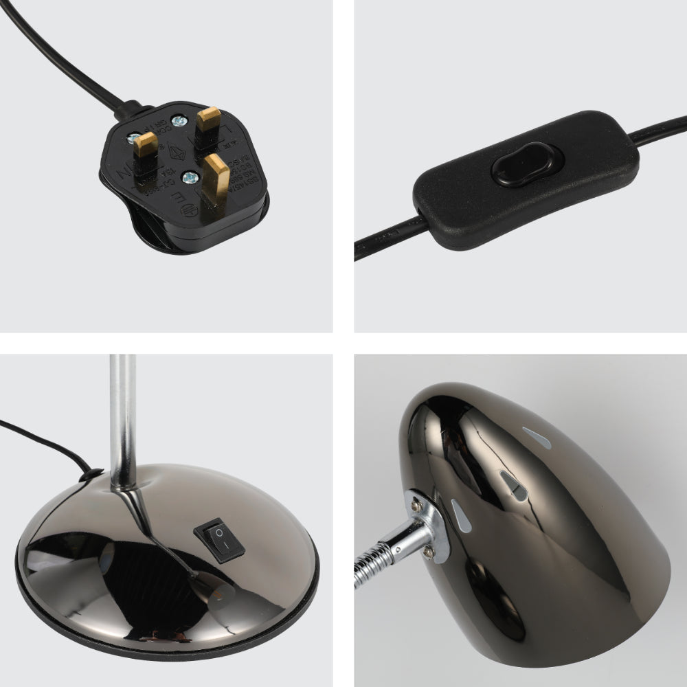 Lámpara de escritorio con brazo flexible, ideal para oficinas modernas, proporcionando luz direccional y estilo minimalista.