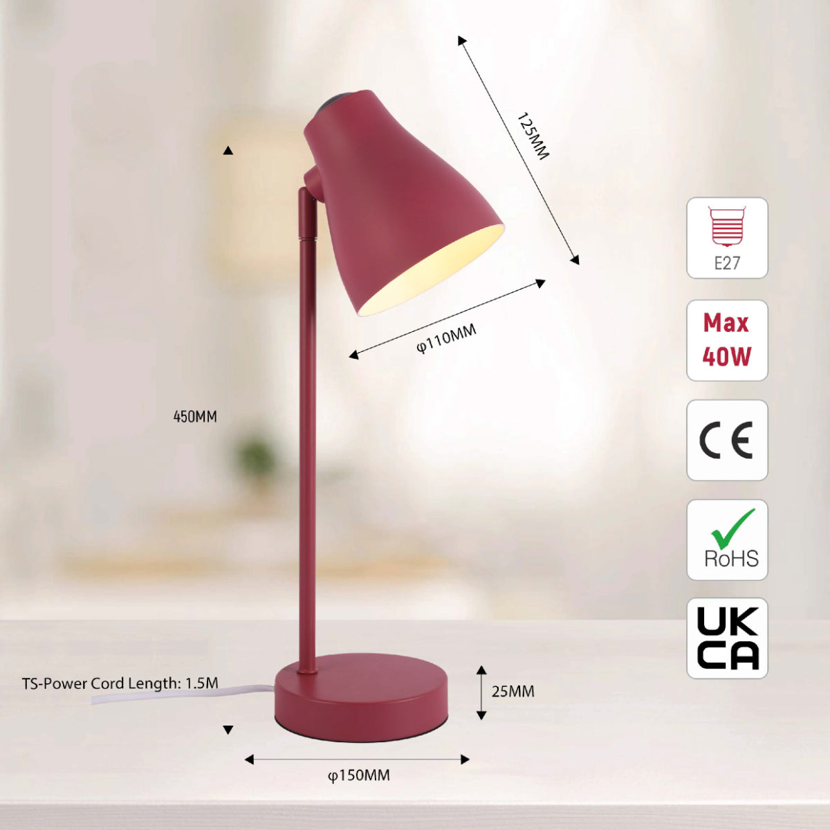 Lámpara de escritorio rotatable elegante, ideal para oficinas modernas, combinando funcionalidad y estilo contemporáneo.