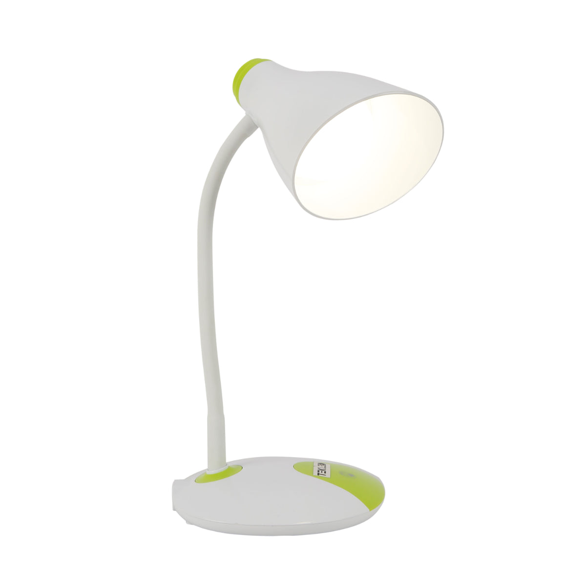 Lámpara de escritorio LED con cuello de ganso ajustable, ideal para oficinas modernas y decoraciones contemporáneas.