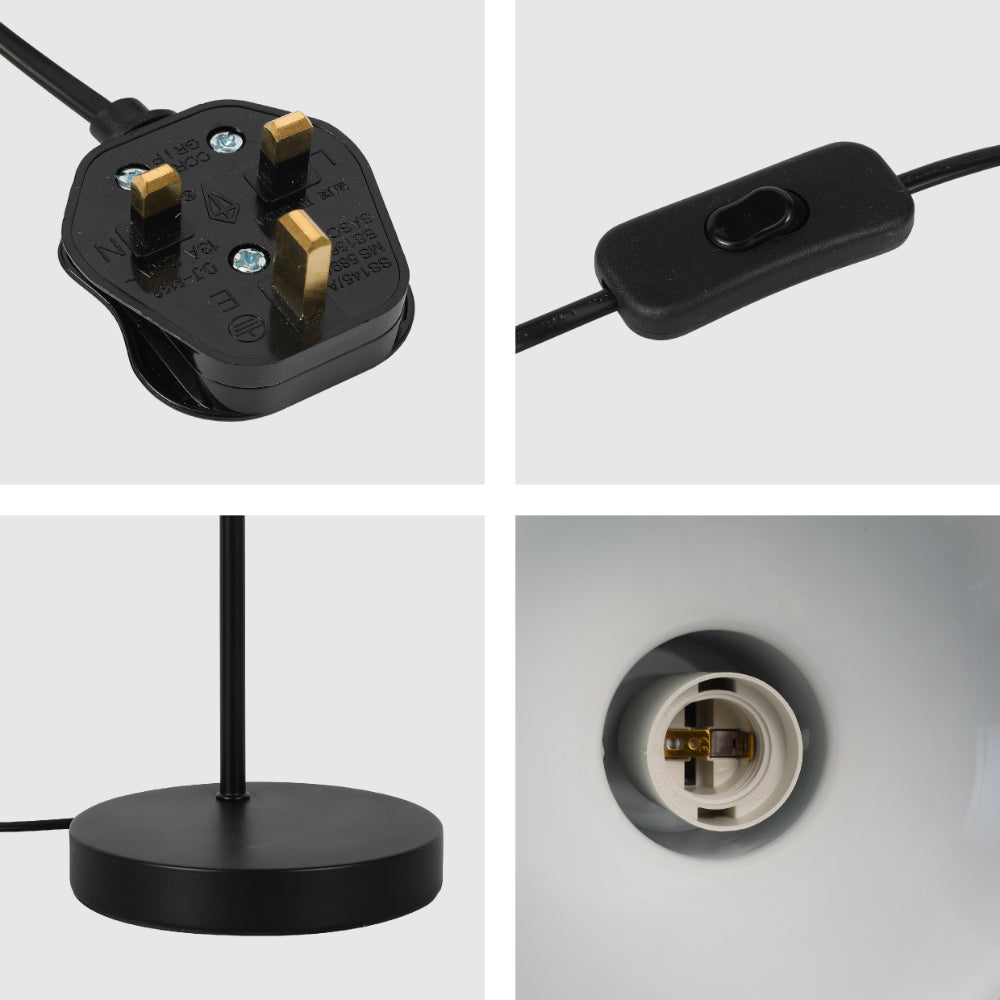 Lámpara de escritorio moderna con acento de madera, ideal para oficinas minimalistas y decoraciones contemporáneas.