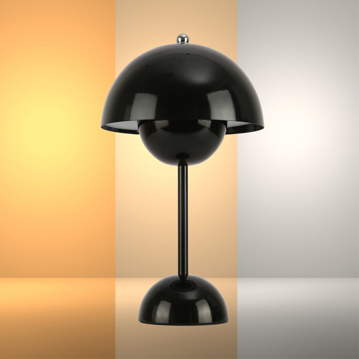 Lámpara de mesa LED esférica con diseño elegante, ideal para salas de estar modernas y acogedoras. Ofrece luz dual para mayor versatilidad.