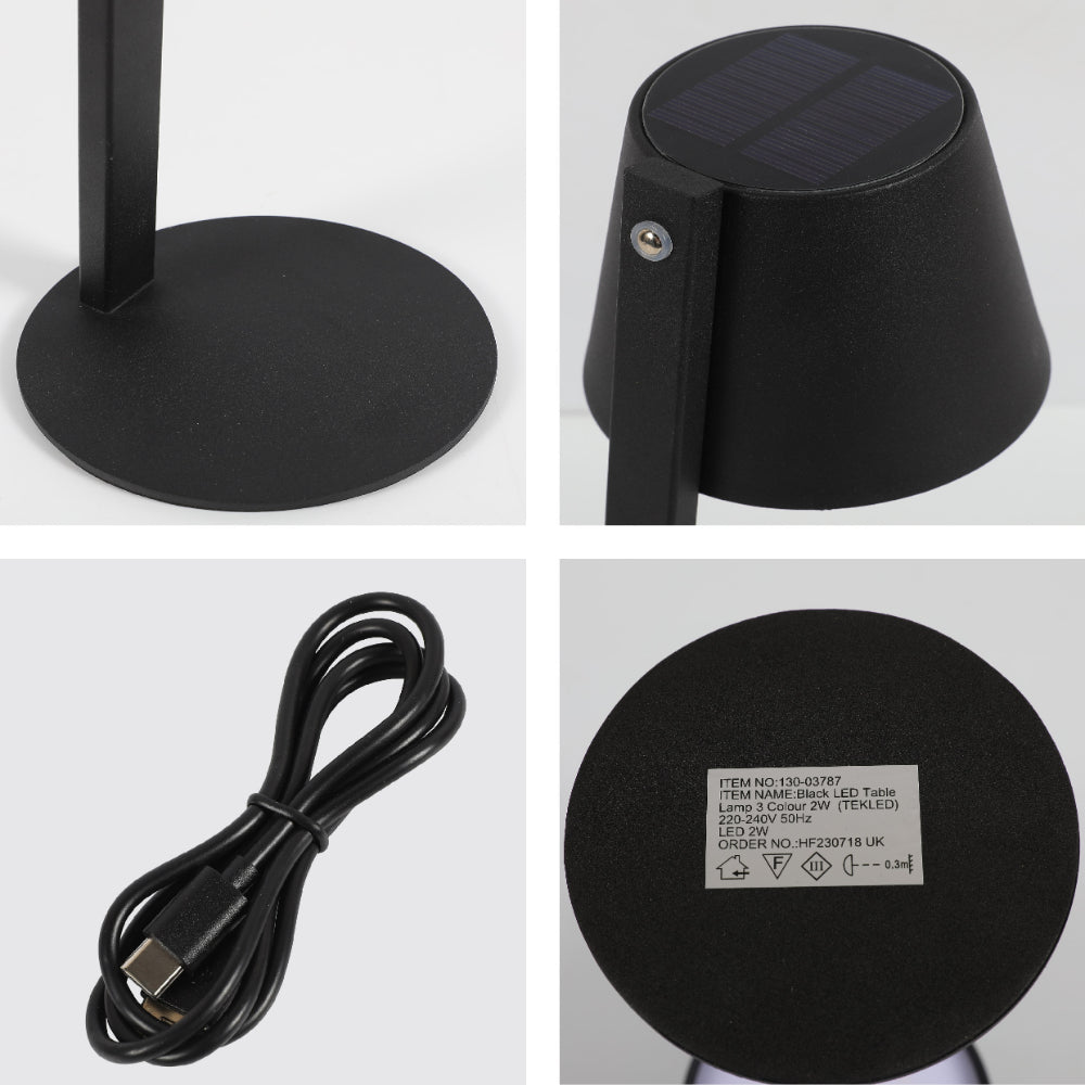 Lámpara de mesa LED solar portátil ideal para terrazas y jardines, perfecta para decoración al aire libre y ambiente acogedor.
