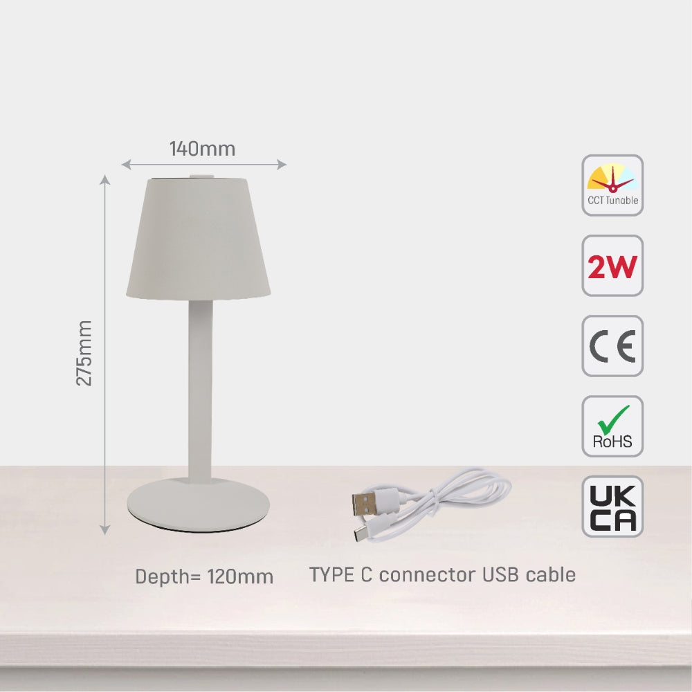 Lámpara de mesa LED portátil y solar para exteriores, perfecta para terrazas de estilo moderno y decoraciones al aire libre.