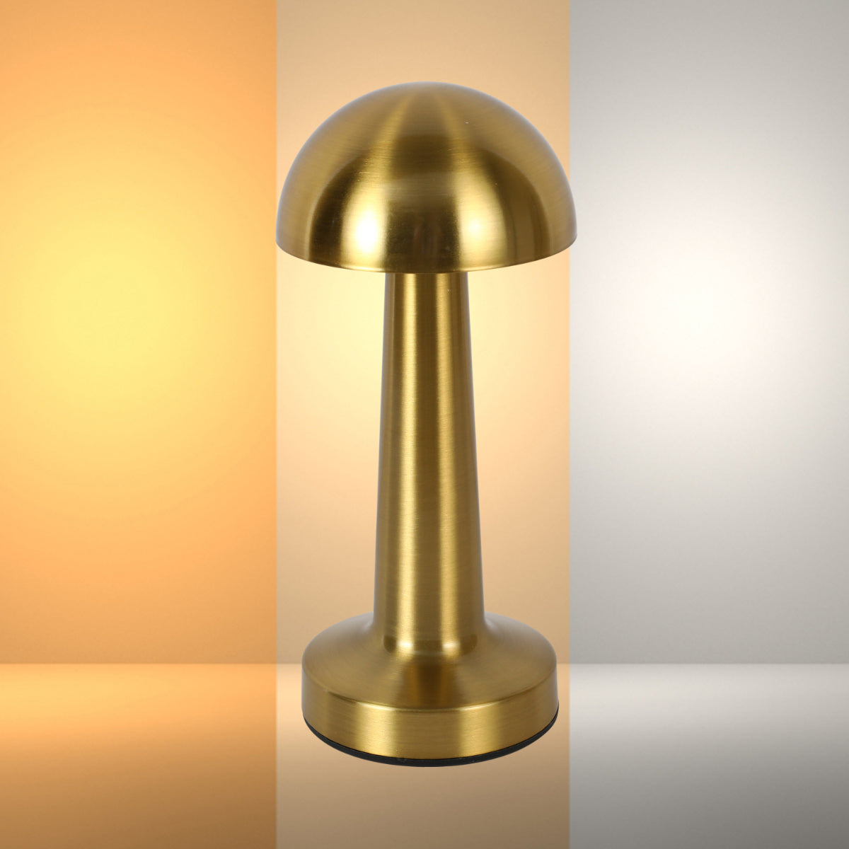 Lámpara de mesa recargable en forma de hongo, ideal para salones modernos y exteriores, combinando estilo contemporáneo y funcionalidad.