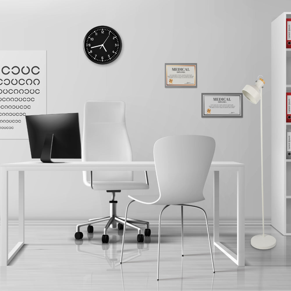 Lámpara de pie minimalista con acentos de madera, ideal para oficinas modernas y salones con estilo contemporáneo.
