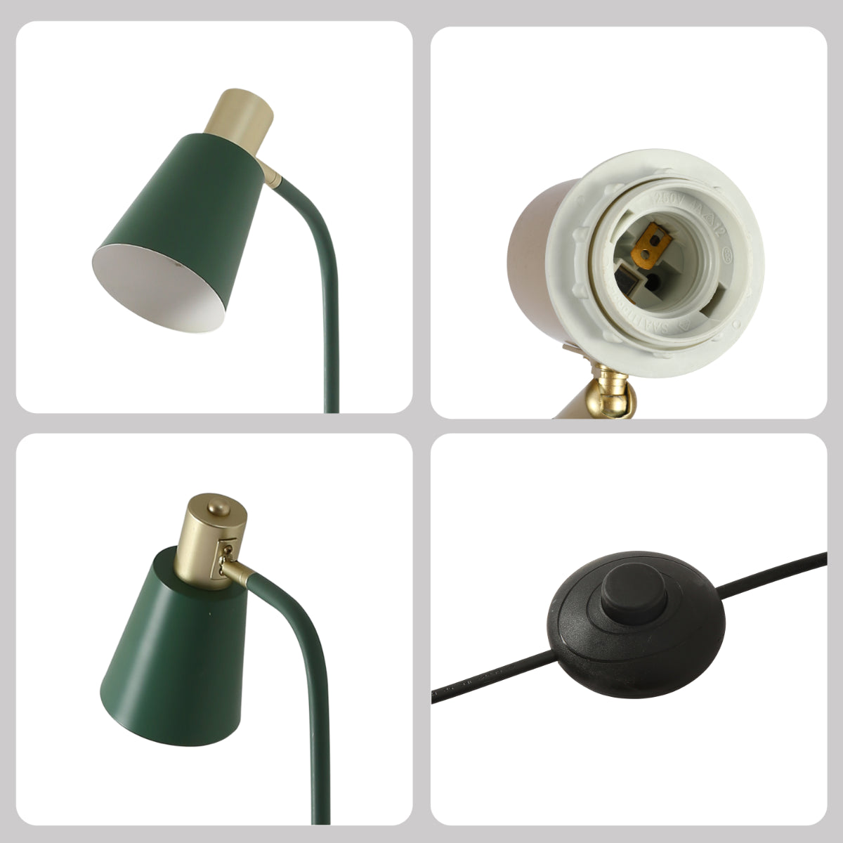 Lámpara de pie con diseño curvado y acentos dorados, perfecta para salones modernos y decoraciones elegantes.