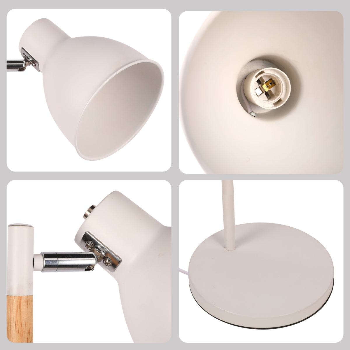 Lámpara de pie nórdica con acento de madera, ideal para salas de estar con estilo escandinavo y shade rotatable para ajuste de luz.