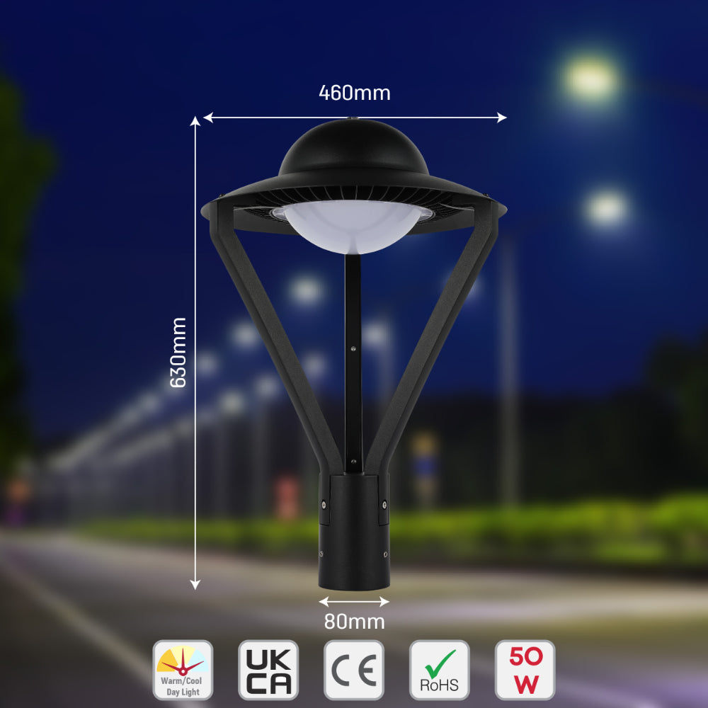 Lámpara de jardín LED tipo UFO de 60W, ideal para espacios exteriores con decoración moderna y funcional.