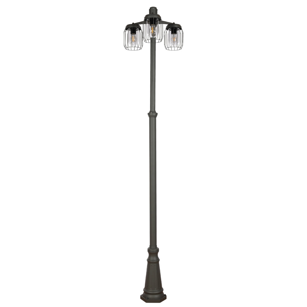 Lámpara de jardín de poste, ideal para senderos exteriores, con diseño moderno en gris oscuro para decorar espacios al aire libre.