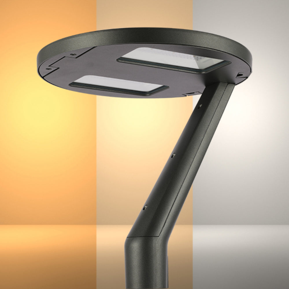 Lámpara de jardín LED de 60W, ideal para caminos y espacios exteriores, con diseño moderno y versátil en decoraciones exteriores.