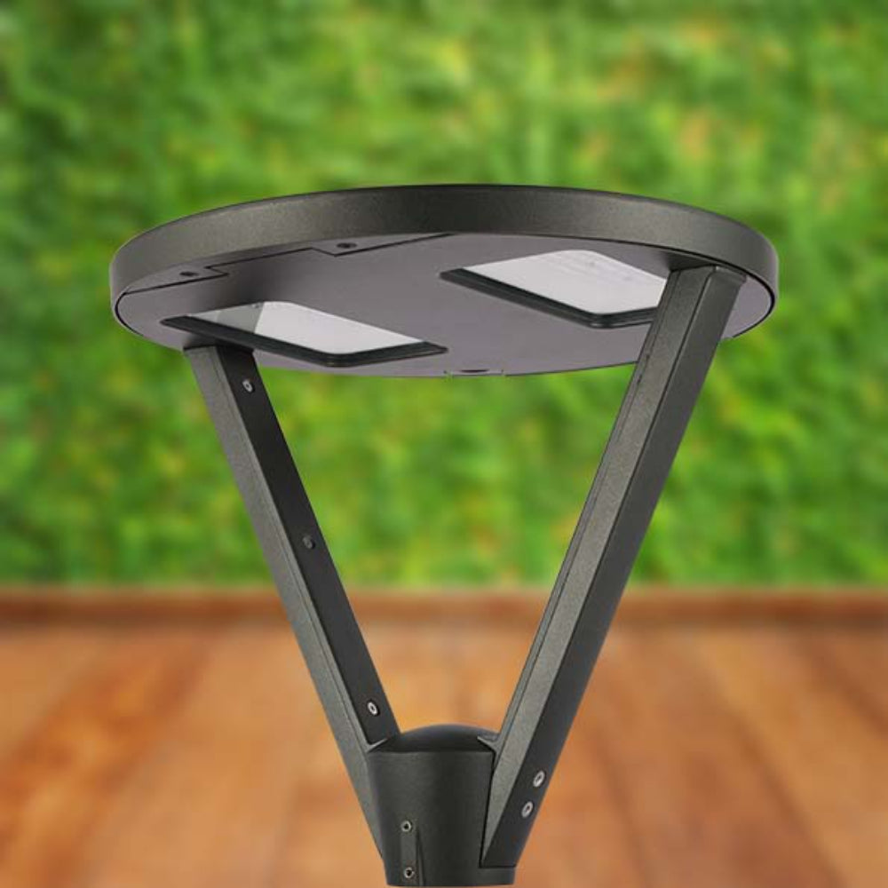 Lámpara de jardín LED de 60W, ideal para exteriores en senderos, con diseño contemporáneo y opciones de temperatura de color ajustables.
