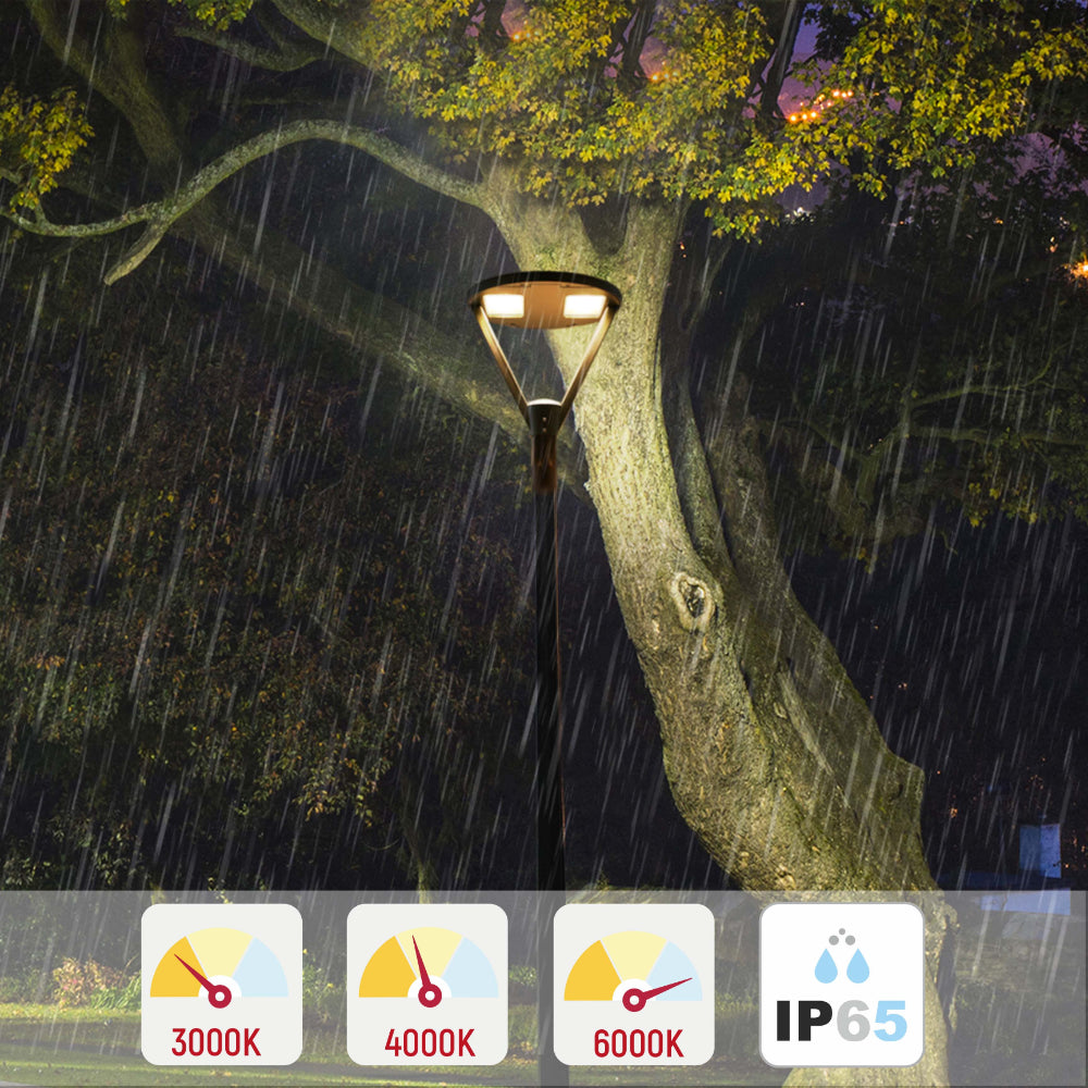 Lámpara de jardín LED de 60W, ideal para exteriores, perfecta para senderos en decoración contemporánea.