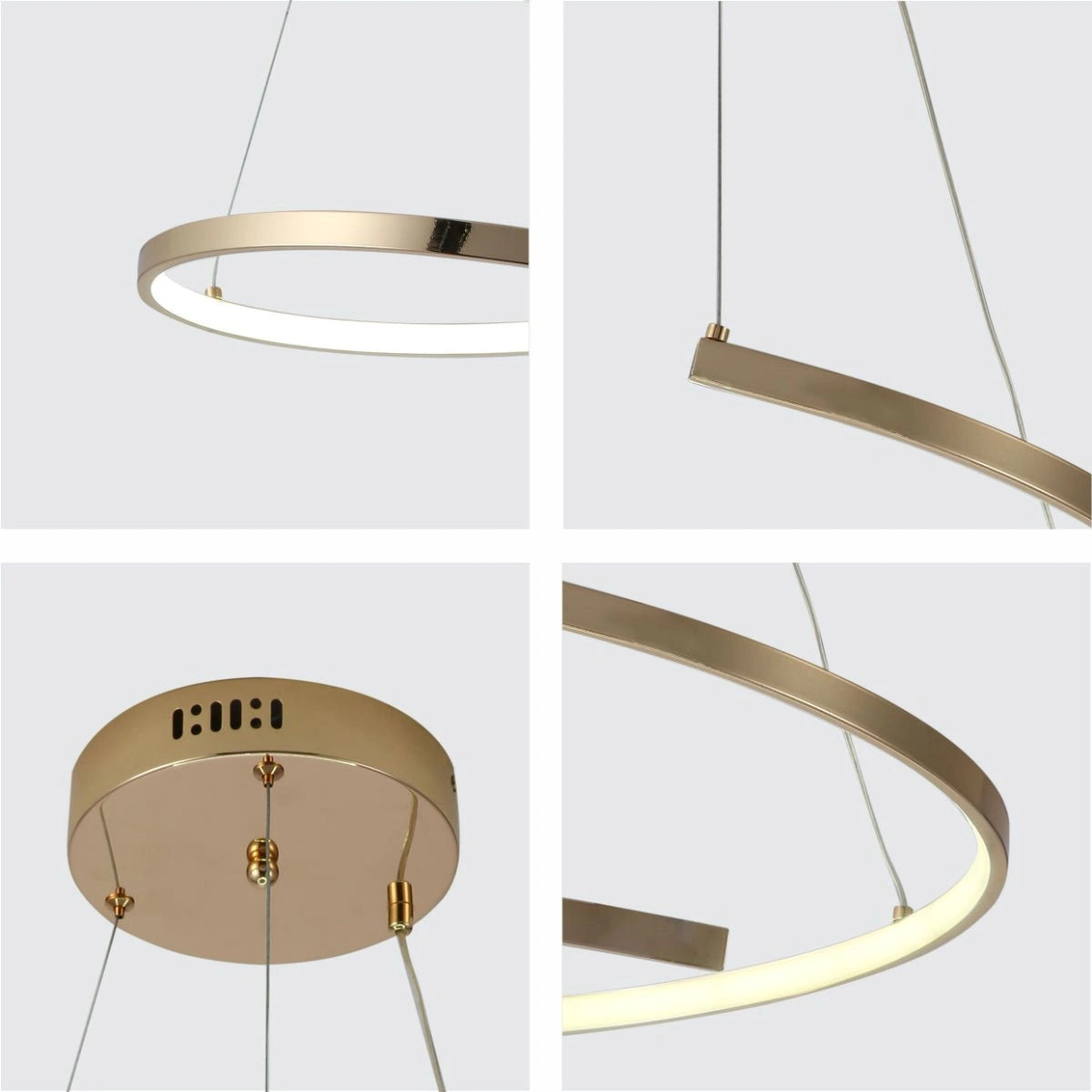 Detailed shots of LED Spiral Gold Finishing 30W CCT Change Dimmable Contemporary Nordic Scandinavian Pendant Ceiling Light with Remote Control | TEKLED 154-17268