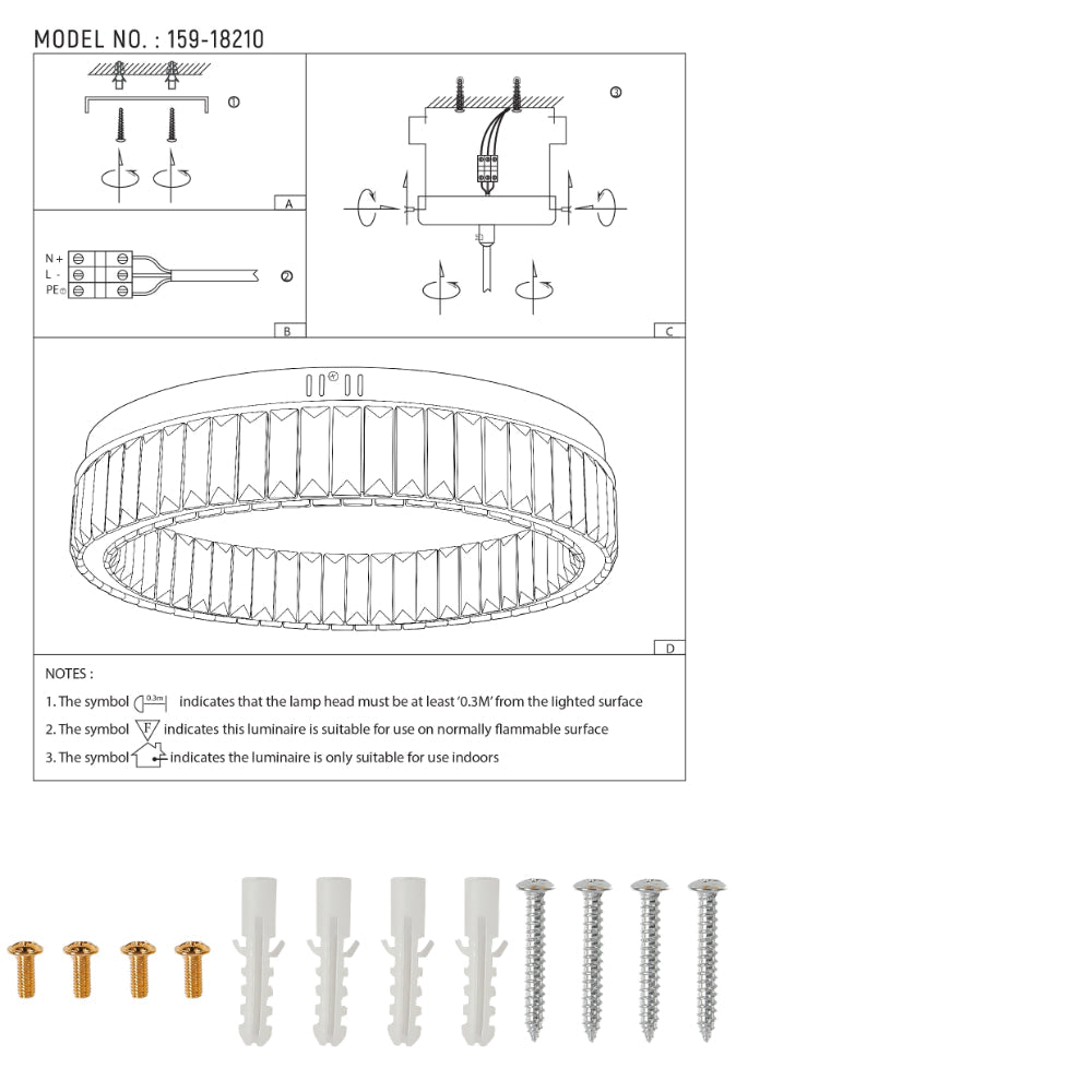 Lámpara de techo de anillo con cristales, ideal para salas modernas, con control remoto y luz en tres colores.