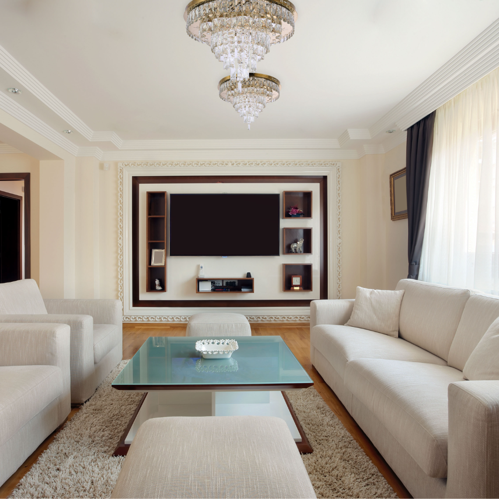 Luz de techo cilíndrica de tres niveles, perfecta para comedores modernos, con control remoto y tres temperaturas de color.