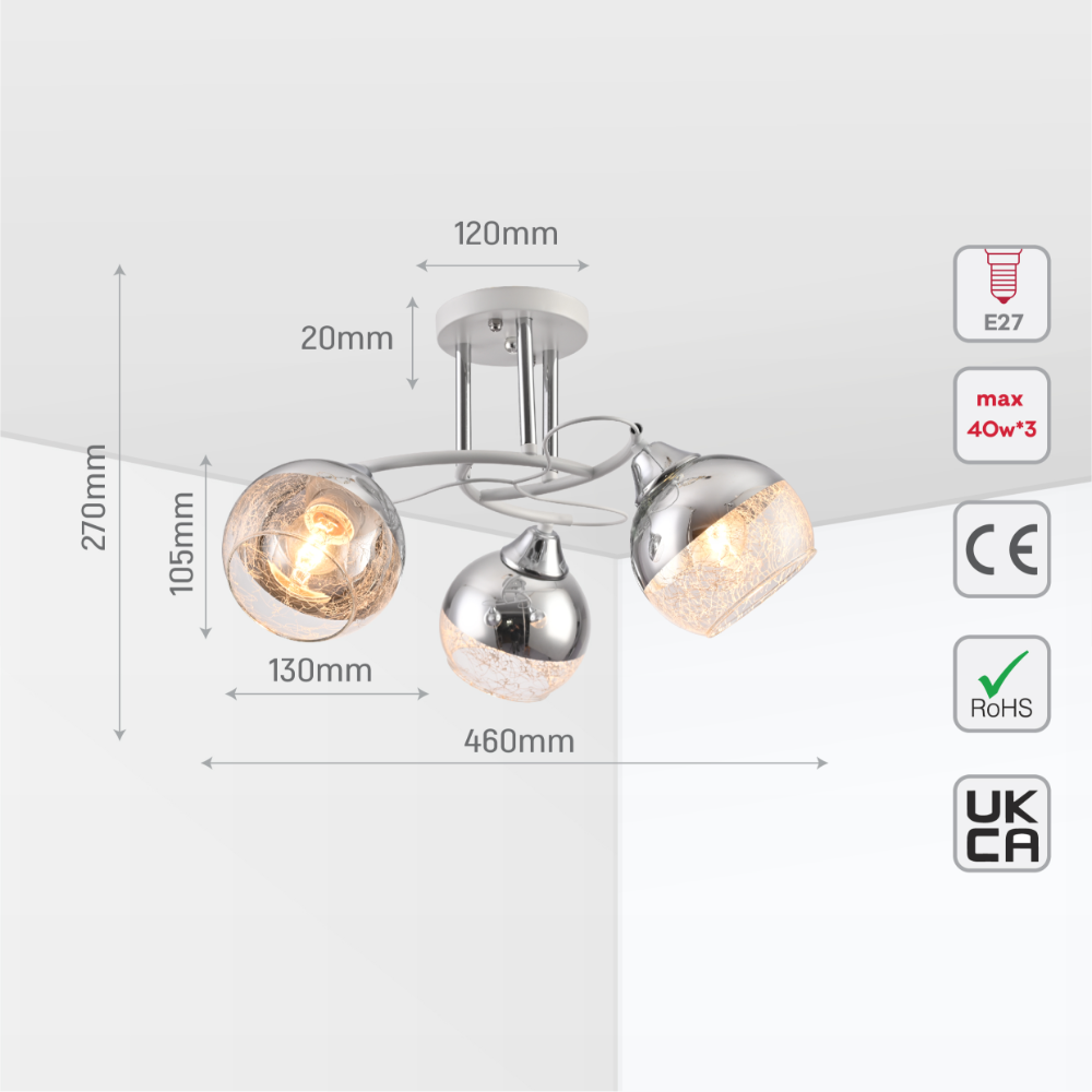 Luz de techo de vidrio con cono parcialmente espejo, ideal para salones contemporáneos con un estilo moderno y elegante.