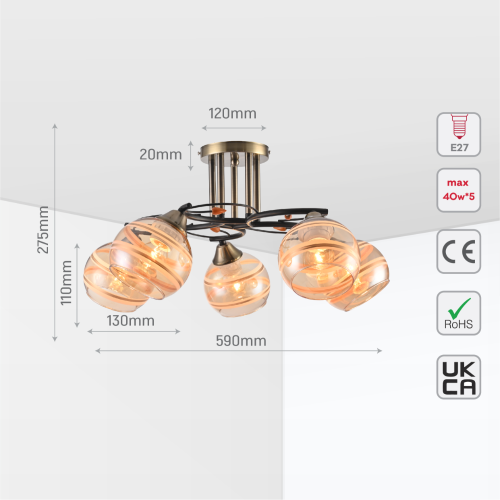 Luz de techo con cono de vidrio espejo parcial, ideal para salas con estilo moderno y decoraciones elegantes.
