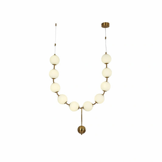Main image of Contemporary Rosary Opal Globe Glass Gold Metal Chandelier Ceiling Light 40W 4000K Cool White 2 Suspension | TEKLED 159-17570