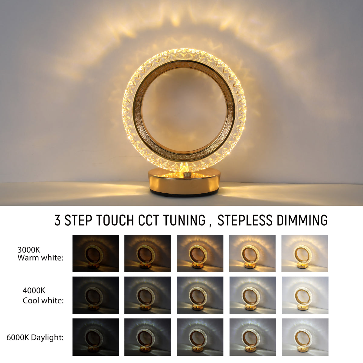 Lámpara LED en forma de anillo, ideal para espacios modernos como oficinas o salas de estar, aportando un toque minimalista y elegante.