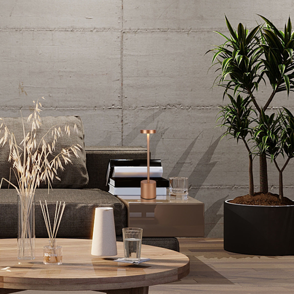 Lámpara de columna LED portátil con control CCT, ideal para salas modernas y espacios de trabajo elegantes.