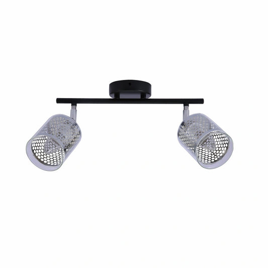 Chrome Honeycomb Black Body Semi Flush Ceiling Light 2Xe14's main image.