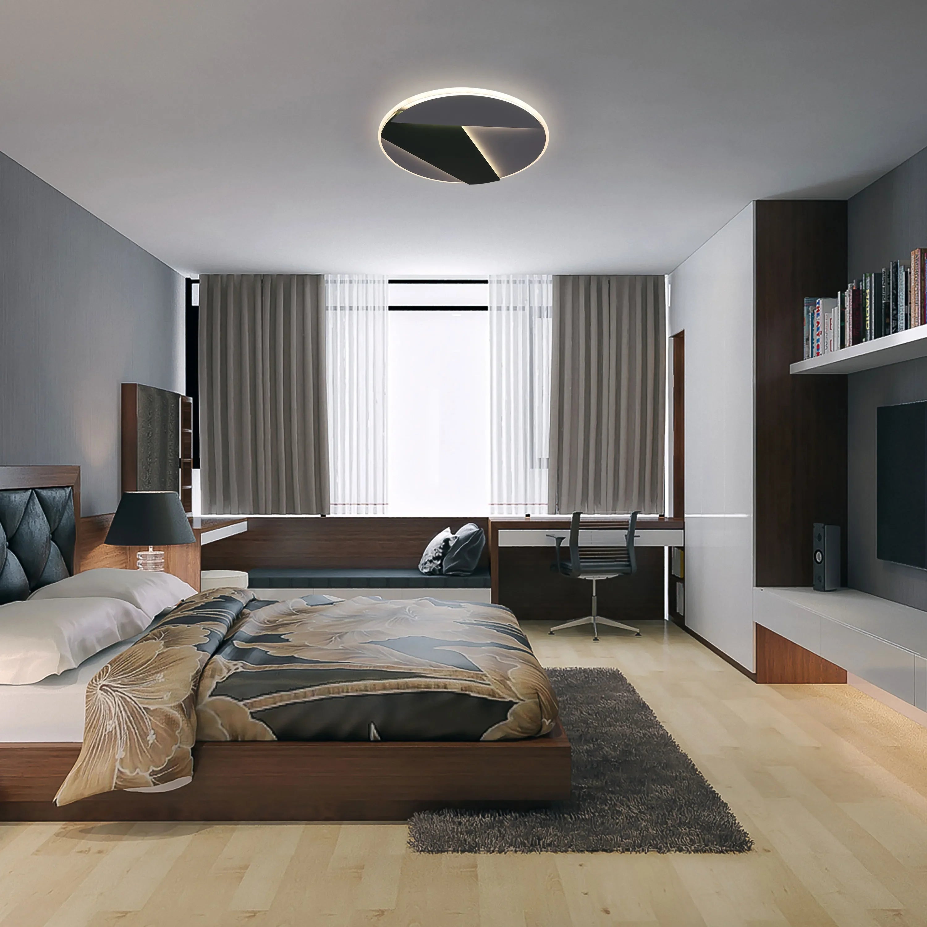 Lámpara de Techo LED en Capas con Iluminación Oculta, Montaje al Ras