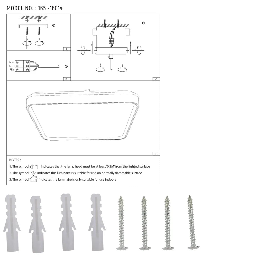 User manual for LED Square Flush Ceiling Light Purple Gold 500x500 6000K/4000K/3000K 45Wx2(TEKLED)-165-16014