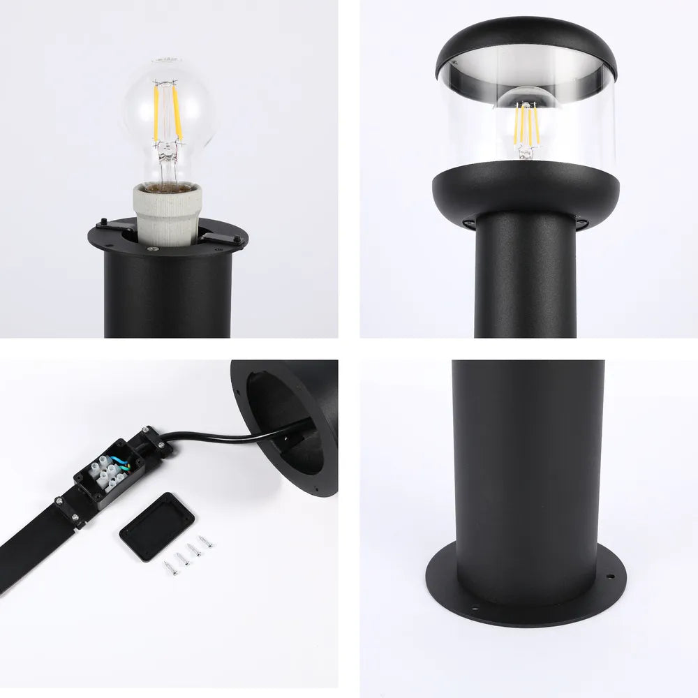Toma de cerca de la Luz de Bolardo para Exterior LunaVista Negro E27-257-03064